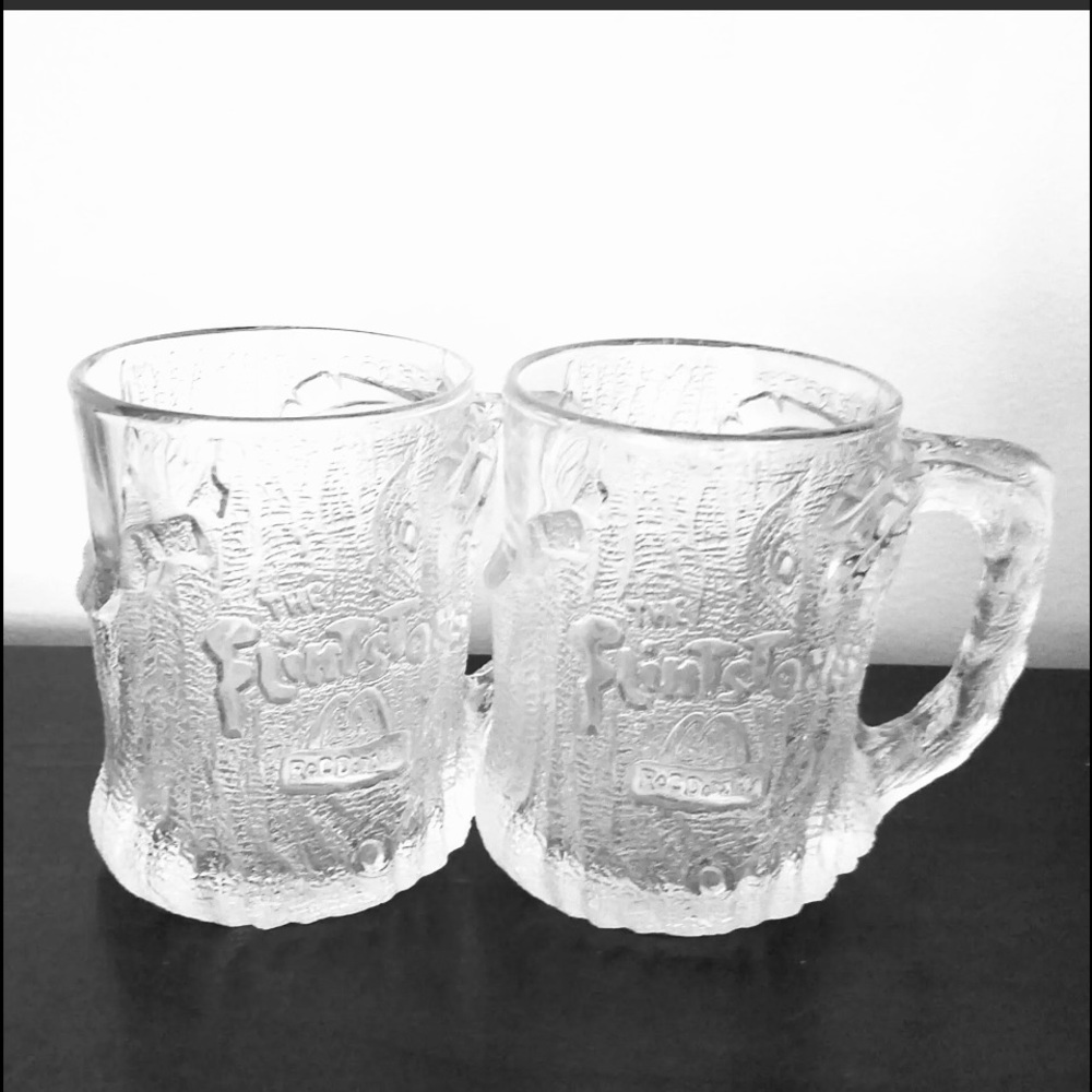 The Flintstone Set of Two Glass Mugs McDonalds